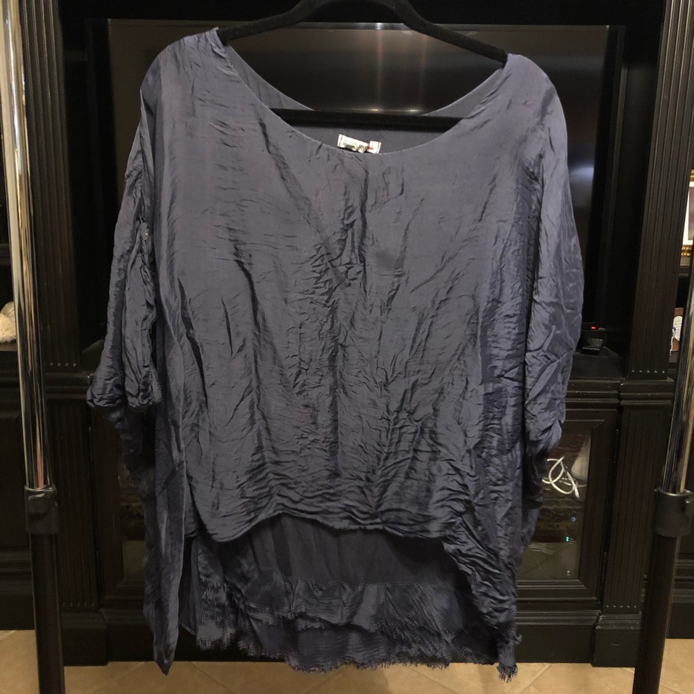 Silky Italian Navy Blouse